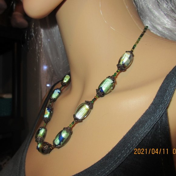 Handmade Beaded/Metal Necklace - Picture 2 of 8